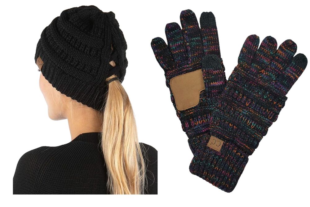 6137 2 Pack Winter Lined Texting Gloves: 4-TONE Kaleidoscope #32 & Criss